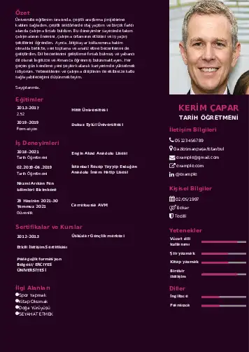 Tarih Öğretmeni Cv Örnekleri cv indir